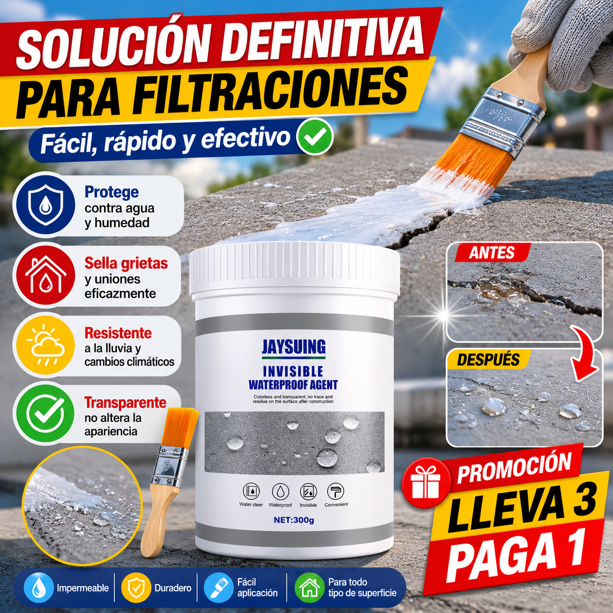 3 por 1 - PACK SELLADOR IMPERMEABLE