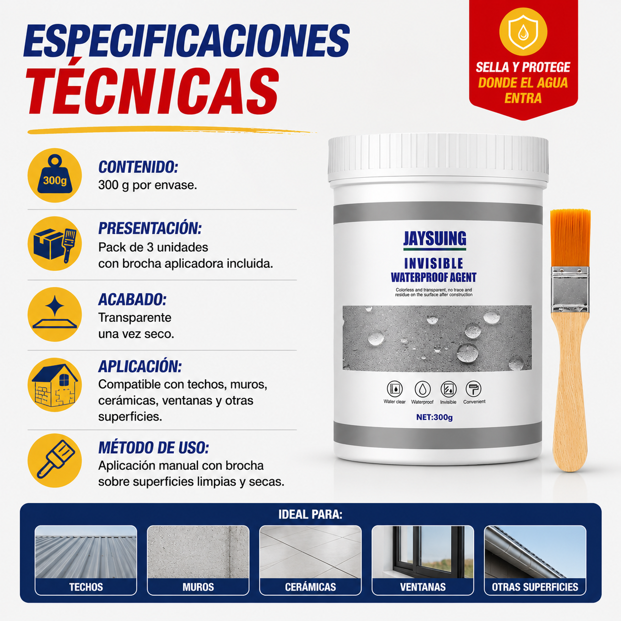 3 por 1 - PACK SELLADOR IMPERMEABLE