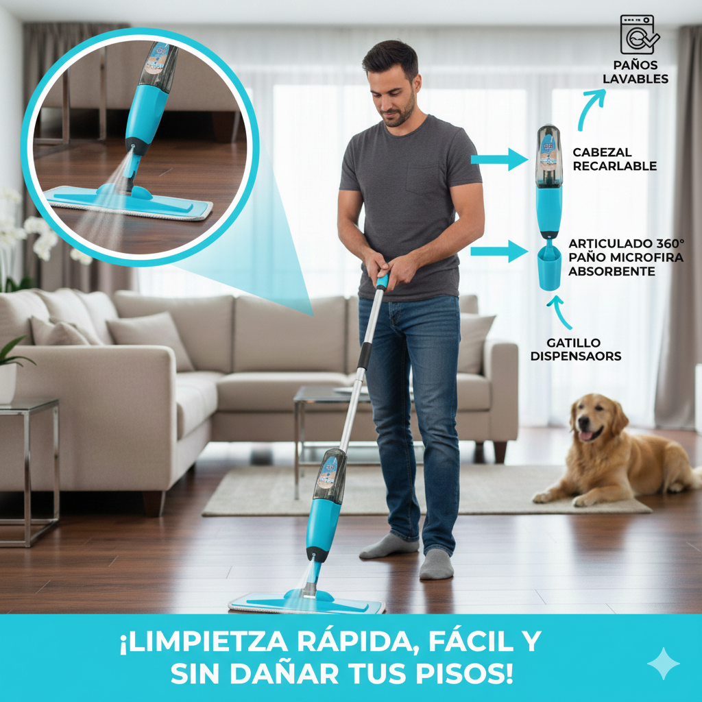 Mopa Spray , con mopa de Microfibra