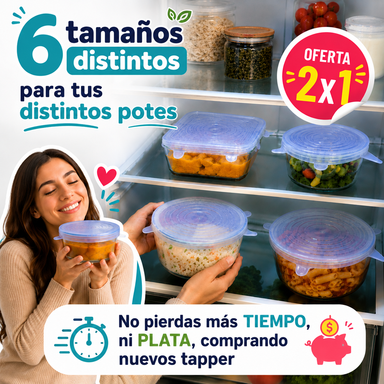 EcoTap Flex - 6 tapas de silicona reutilizables