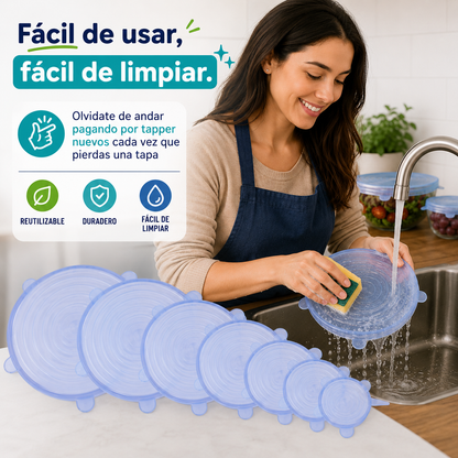 EcoTap Flex - 6 tapas de silicona reutilizables