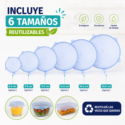 EcoTap Flex - 6 tapas de silicona reutilizables
